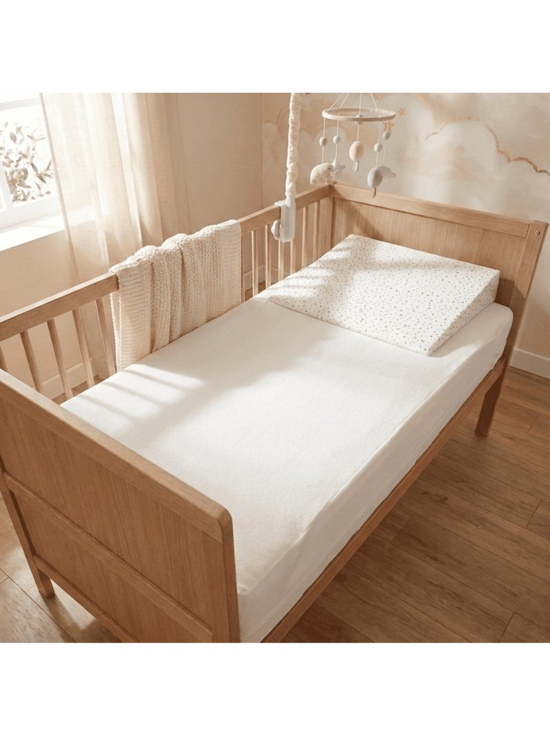 Pack Matelas Bébé 60x120 + Plan Incliné Étoiles Dorées + Protège-Matelas - Déhoussable et Sain Blanc - Kiabi
