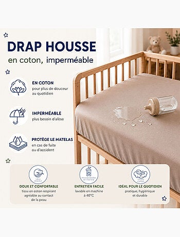 Pack Matelas Déhoussable Bamboo + Drap-Housse Imperméable Taupe