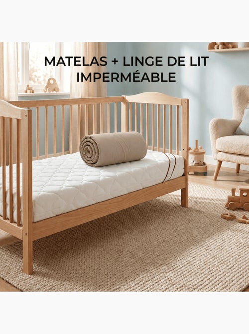 Pack Matelas Déhoussable Bamboo + Drap-Housse Imperméable Taupe - Kiabi Pack Matelas Déhoussable Bamboo + Drap-Housse Imperméable Taupe - Kiabi