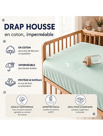 Pack matelas déhoussable bamboo + drap-housse imperméable vert