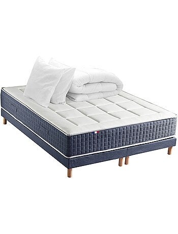 Pack matelas KING STYLE ressorts 7 zones mémoire de forme + sommier, couette et oreillers 2x80x200