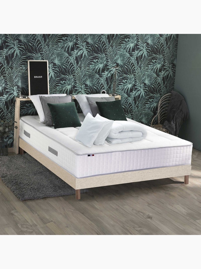 Pack matelas ressorts 7 zones PALACIO + sommier en kit beige + couette et oreillers Beige clair - Kiabi