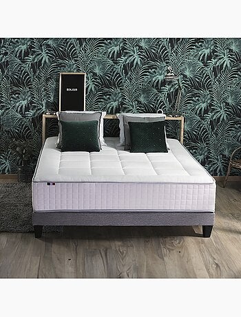 Pack matelas ressorts 7 zones + sommier, couette et oreillers 140x190