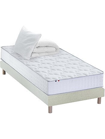 Pack matelas ressorts ASTRE, sommier, couette et oreillers français - Sommier - Gris
