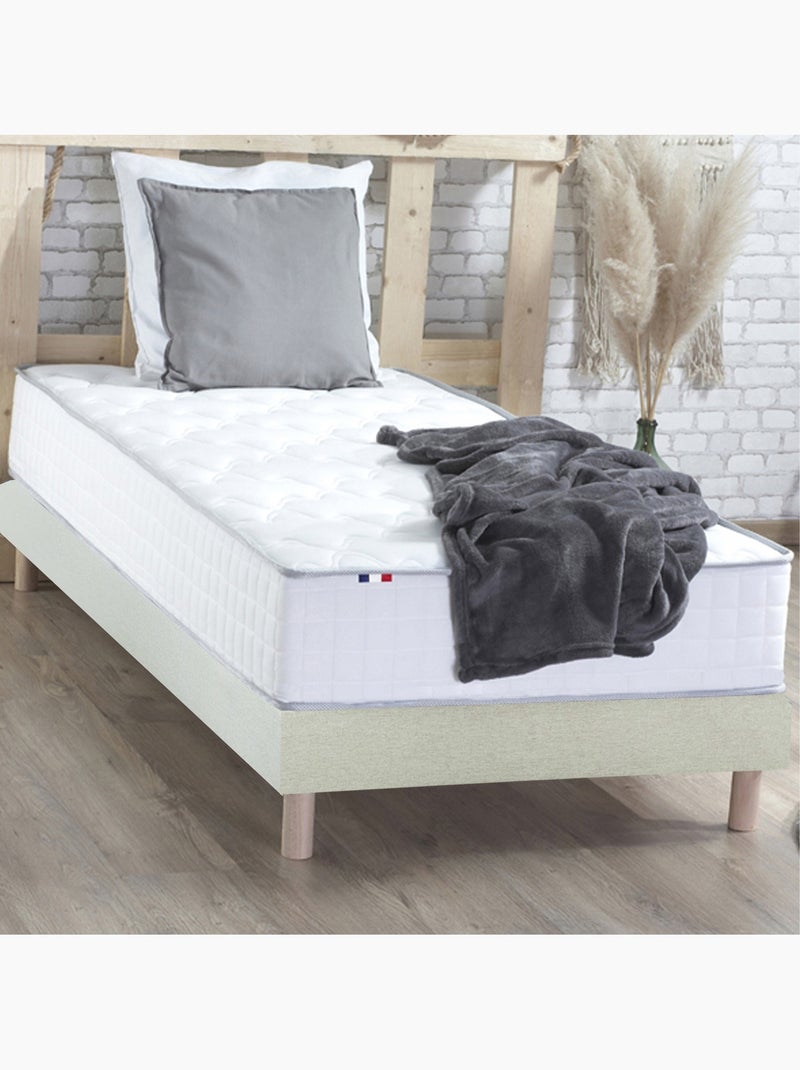 Pack matelas ressorts ASTRE, sommier, couette et oreillers français - Sommier - Beige Beige clair - Kiabi