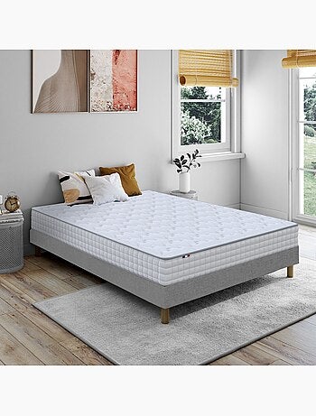 Pack matelas ressorts ASTRE, sommier, couette et oreillers français - Sommier - Gris