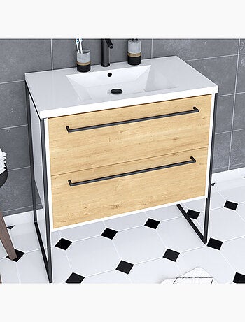 Pack meuble à 2 tiroirs vasque et miroir simple