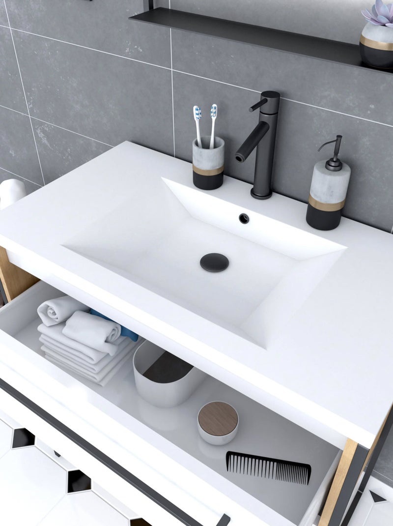 Pack meuble à tiroirs avec vasque en résine Blanc - Kiabi