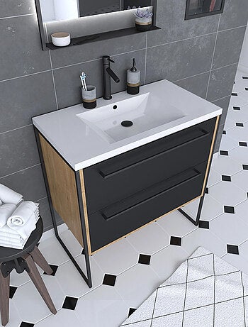 Pack meuble à tiroirs avec vasque en résine