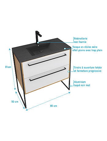 Pack meuble à tiroirs avec vasque en résine