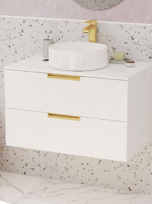 Pack meuble de salle de bains avec poignées or et vasque ronde - Kiabi