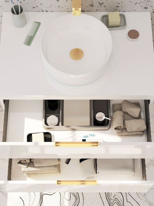 Pack meuble de salle de bains avec poignées or et vasque ronde - Kiabi