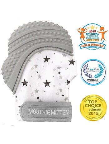Pack mitaine de dentition et hochet cube de dentition - Gris