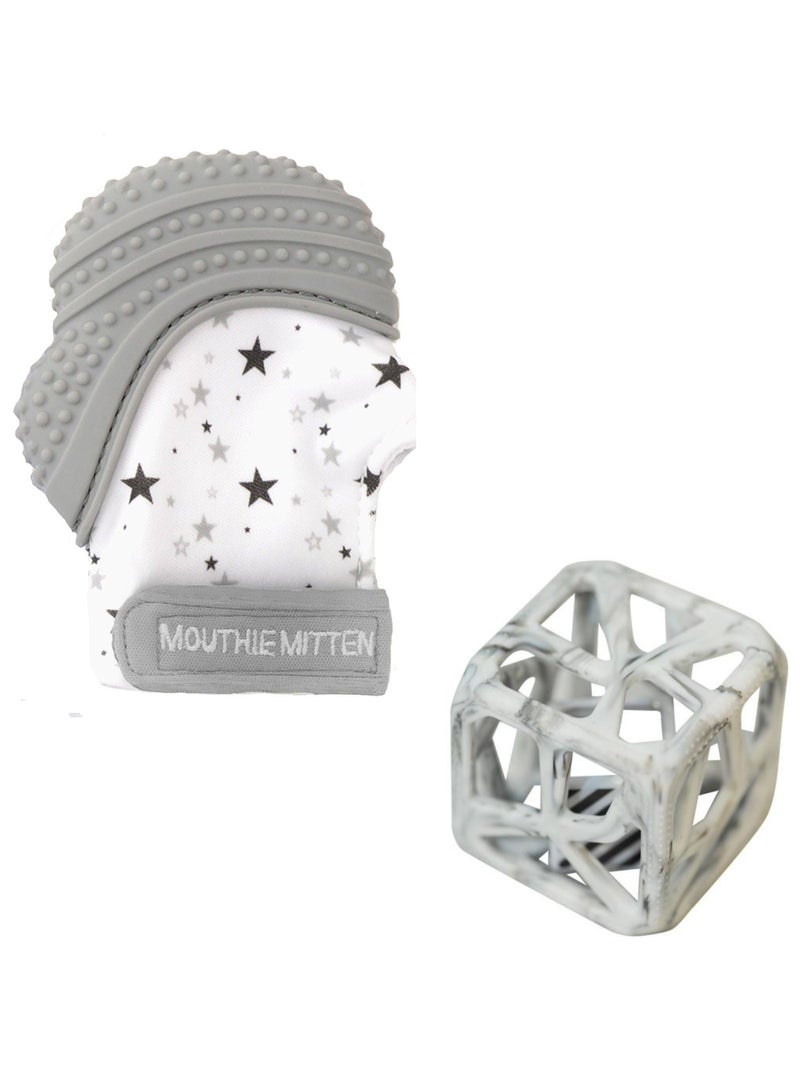 Pack mitaine de dentition et hochet cube de dentition - Gris Gris - Kiabi