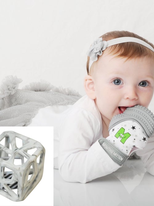 Pack mitaine de dentition et hochet cube de dentition - Gris - Kiabi