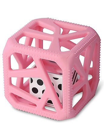Pack mitaine de dentition et hochet cube de dentition - Rose