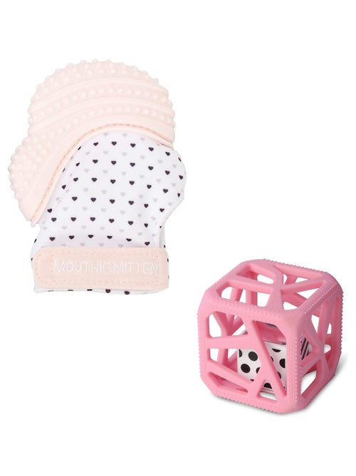 Pack mitaine de dentition et hochet cube de dentition - Rose - Kiabi
