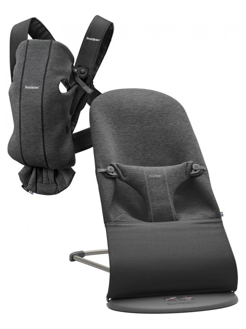 Pack nouveau-né (transat bliss, porte-bébé) Gris charbon, Jersey 3D Gris - Kiabi
