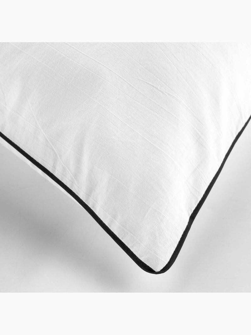 Pack parure coton lavé 57 fils + dh linette Blanc Gris - Kiabi