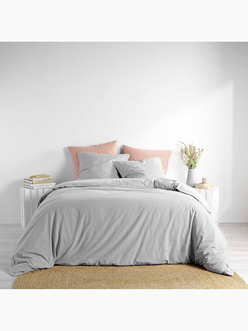 Pack parure coton lavé 57 fils + DH Linette Gris - Kiabi