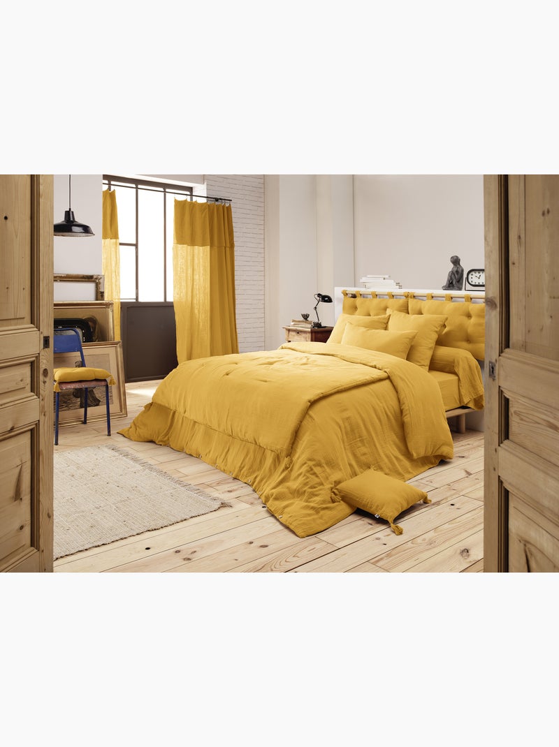 Pack parure de lit en gaze de coton + drap housse + 2 taies Safran - Kiabi