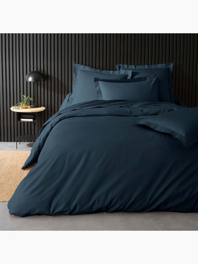 Pack Parure de Lit Percale Unie 78 Fils + Drap-Housse Bleu nuit - Kiabi