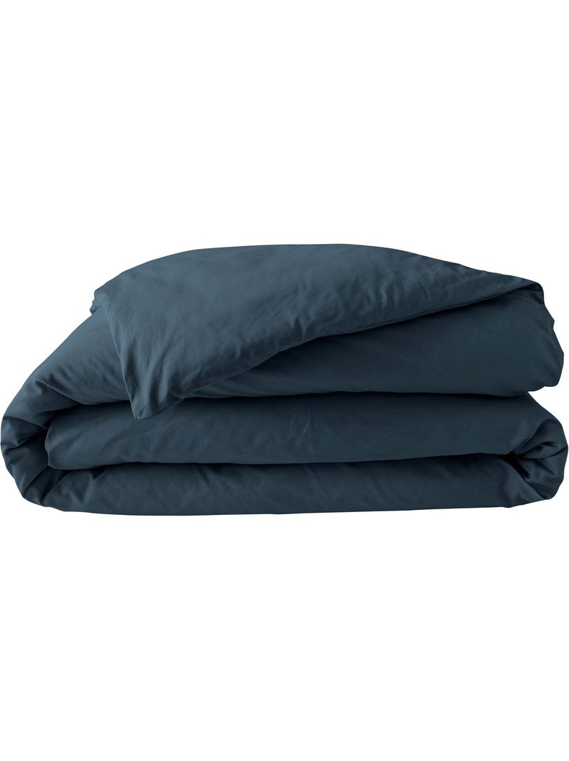 Pack Parure de Lit Percale Unie 78 Fils + Drap-Housse Bleu nuit - Kiabi