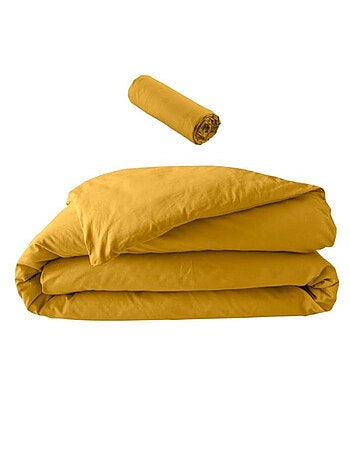 Pack Parure de Lit Percale Unie 78 Fils + Drap-Housse