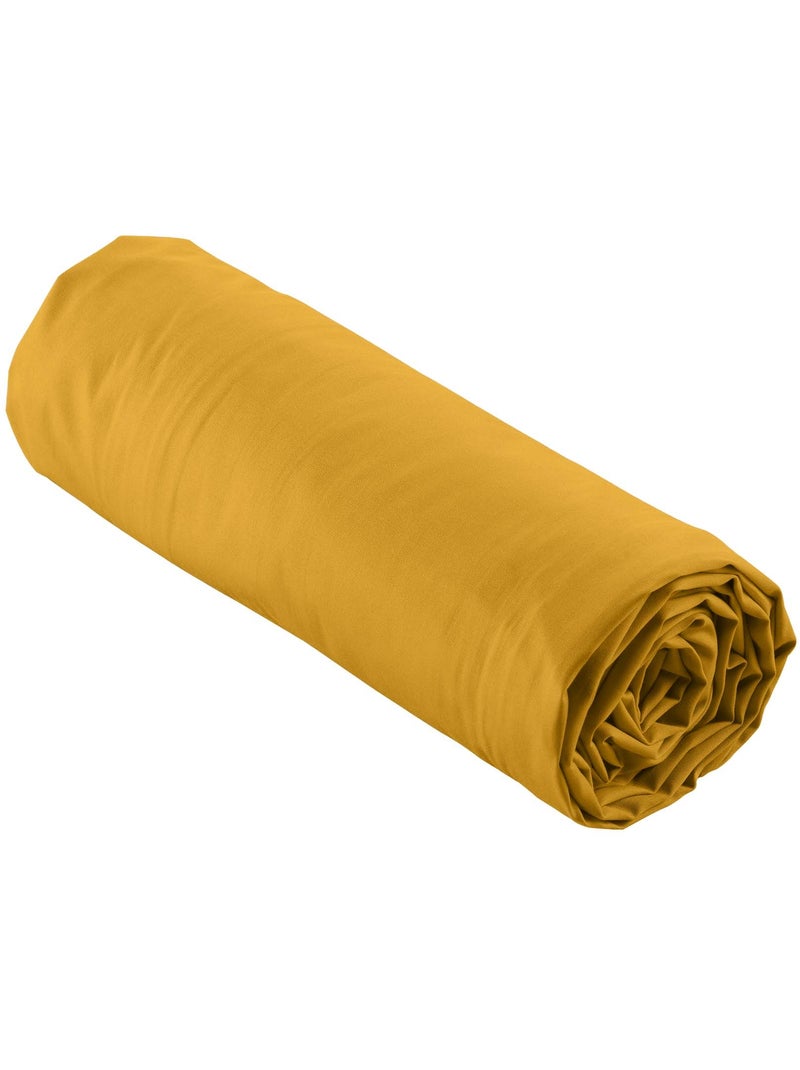 Pack Parure de Lit Percale Unie 78 Fils + Drap-Housse Curry - Kiabi