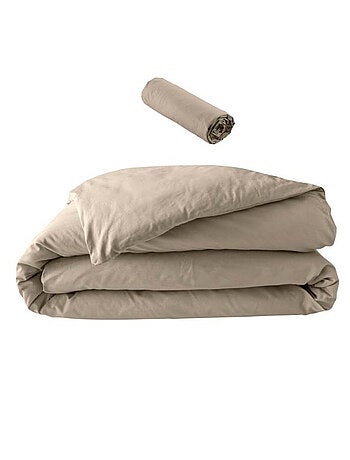 Pack Parure de Lit Percale Unie 78 Fils + Drap-Housse