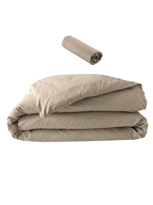 Pack Parure de Lit Percale Unie 78 Fils + Drap-Housse - Kiabi