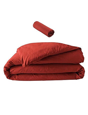 Pack Parure de Lit Percale Unie 78 Fils + Drap-Housse