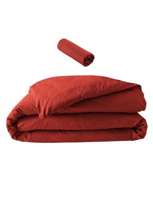 Pack Parure de Lit Percale Unie 78 Fils + Drap-Housse - Kiabi Pack Parure de Lit Percale Unie 78 Fils + Drap-Housse - Kiabi