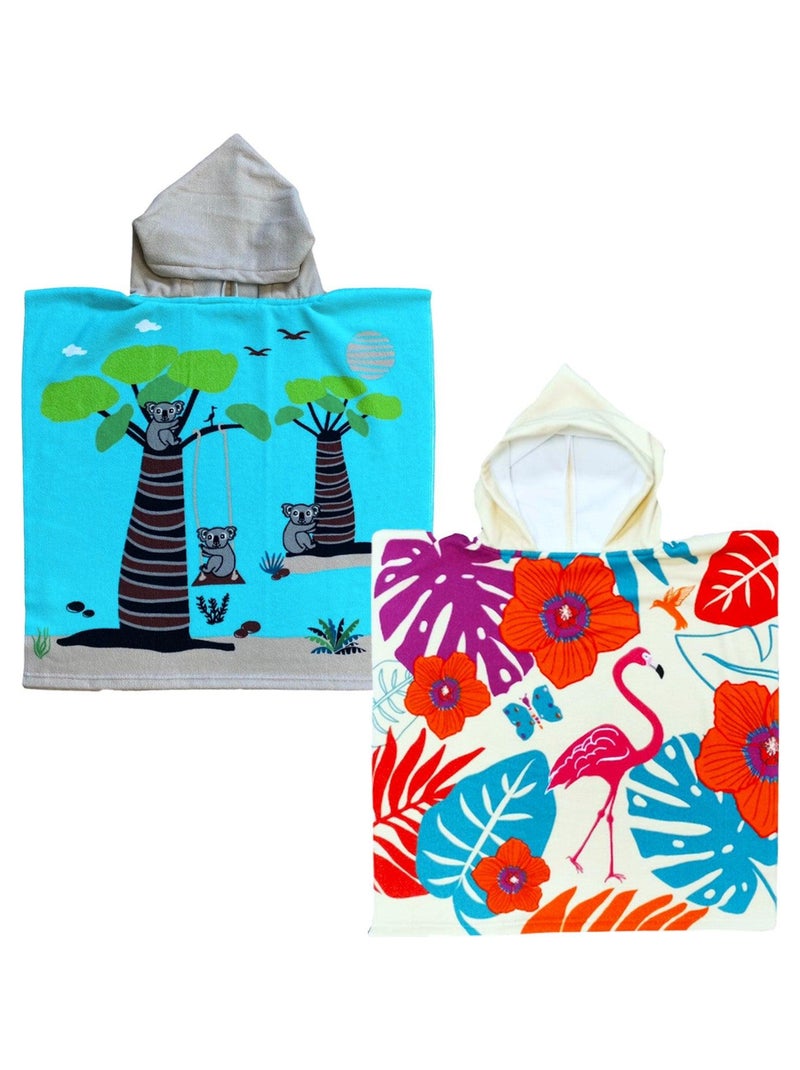 Pack ponchos microfibre enfant un poncho Lindy et un poncho Swing Multicolore - Kiabi
