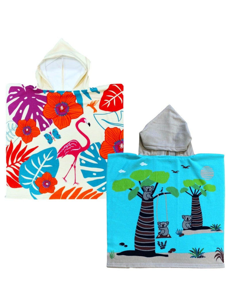 KASESSS Poncho De Bain Enfant Microfibre Avec Capuche - Serviette Poncho Plage Motifs Mignons