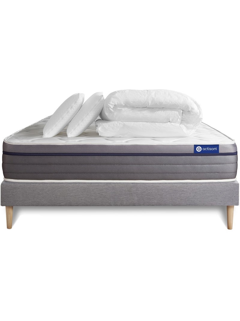 Pack Prêt à dormir avec Matelas Latex et mémoire de forme ACTISOM Gris - Kiabi