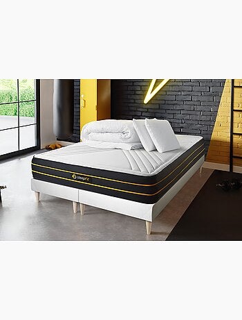 Pack Prêt à dormir avec Matelas Mémoire de forme et micro ressorts ensachés Sleepfit