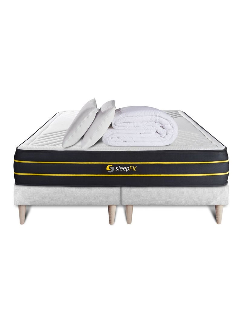 Pack Prêt à dormir avec Matelas Mémoire de forme et micro ressorts ensachés Sleepfit Blanc - Kiabi