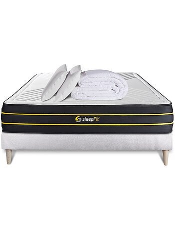 Pack Prêt à dormir avec Matelas Mémoire de forme et micro ressorts ensachés Sleepfit