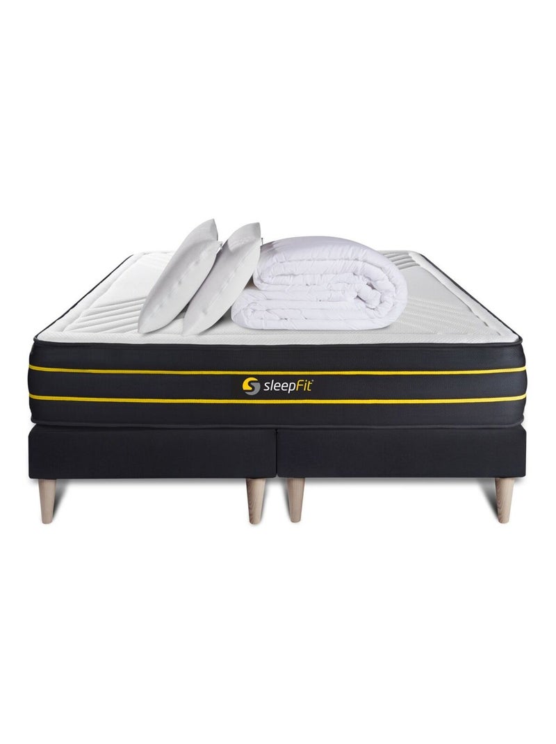 Pack Prêt à dormir avec Matelas Mémoire de forme et micro ressorts ensachés Sleepfit Noir - Kiabi