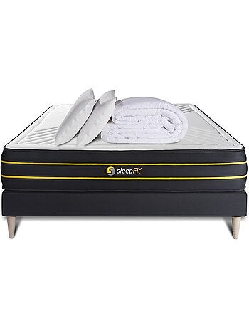 Pack Prêt à dormir avec Matelas Mémoire de forme et micro ressorts ensachés Sleepfit