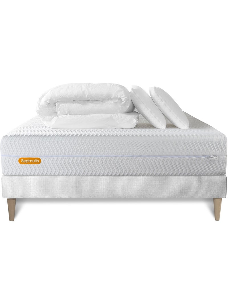 Pack Prêt à dormir avec Matelas Mémoire de forme Septnuits Blanc - Kiabi
