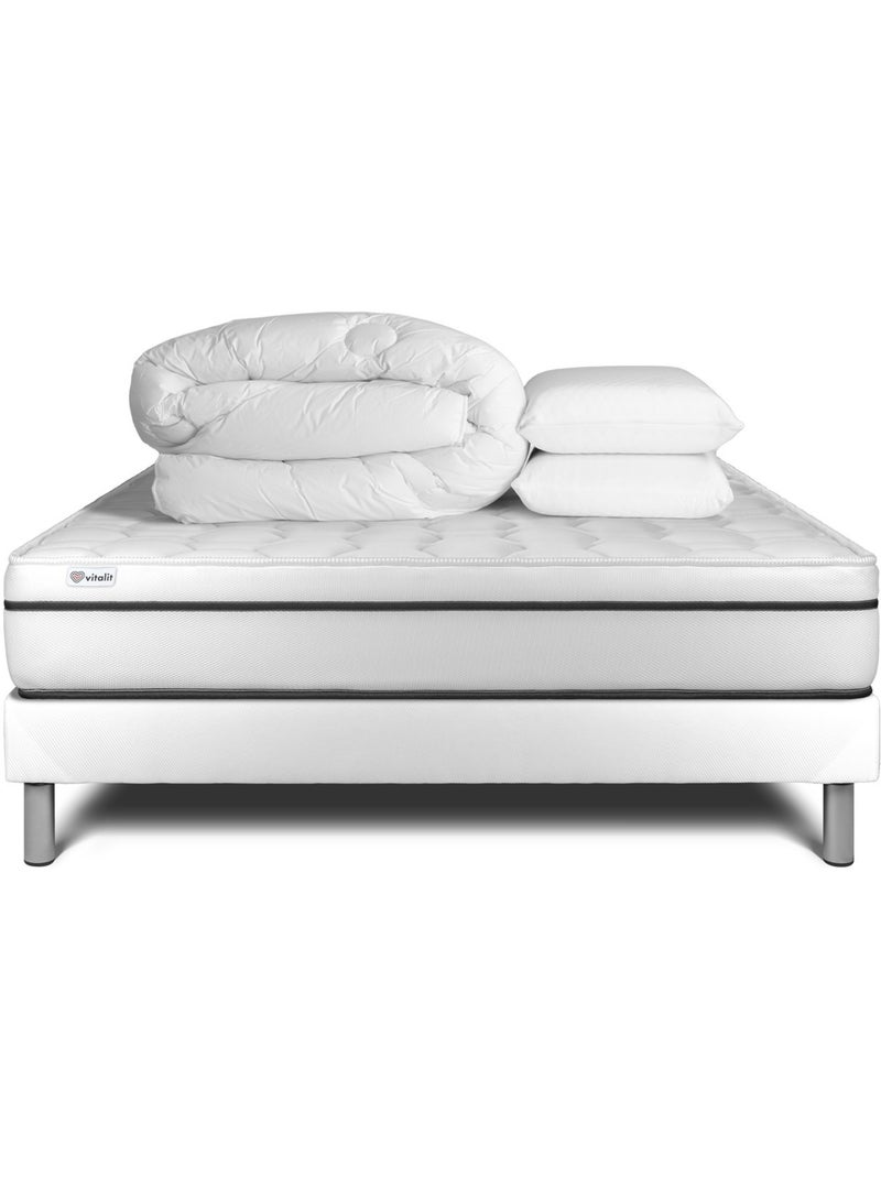 Pack Prêt à dormir avec Matelas Mousse polyuréthane à mémoire de forme VITALIT Blanc - Kiabi