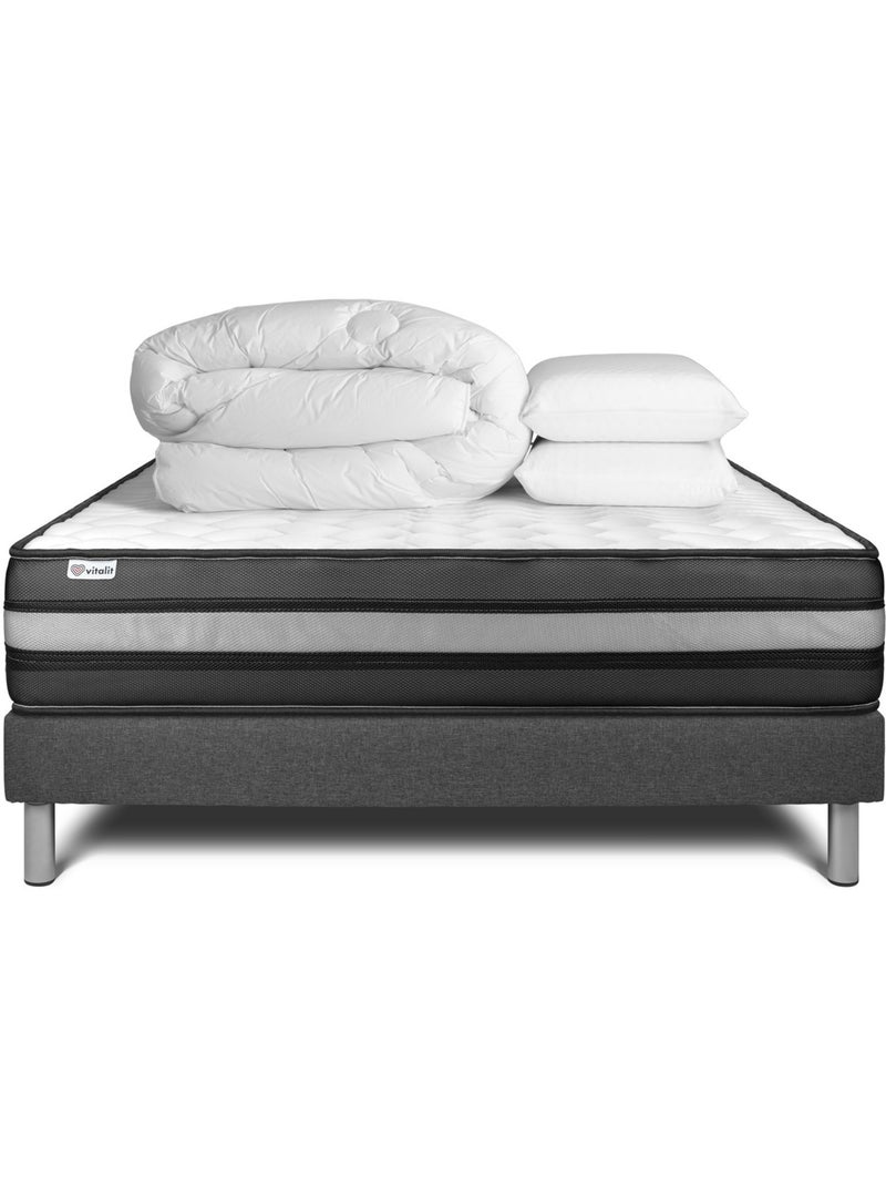 Pack Prêt à dormir avec Matelas Mousse polyuréthane à mémoire de forme VITALIT Gris - Kiabi