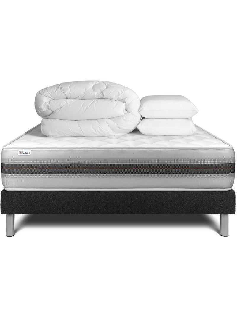 Pack Prêt à dormir avec Matelas Mousse polyuréthane à mémoire de forme VITALIT Noir - Kiabi