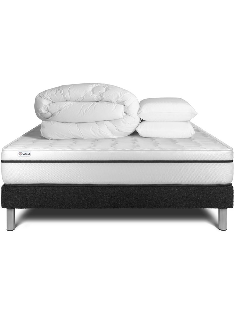 Pack Prêt à dormir avec Matelas Mousse polyuréthane à mémoire de forme VITALIT Noir - Kiabi