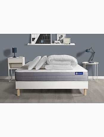 Pack Prêt à dormir avec Matelas Ressorts ensachés et mémoire de forme ACTISOM