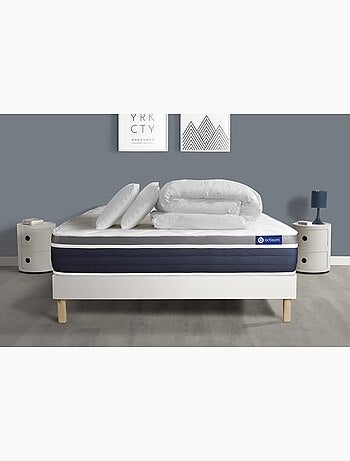 Pack Prêt à dormir avec Matelas Ressorts ensachés et mémoire de forme ACTISOM