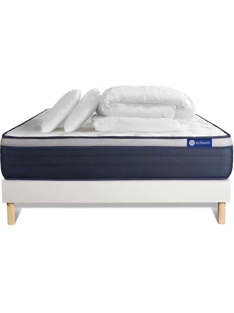Pack Prêt à dormir avec Matelas Ressorts ensachés et mémoire de forme ACTISOM Blanc - Kiabi