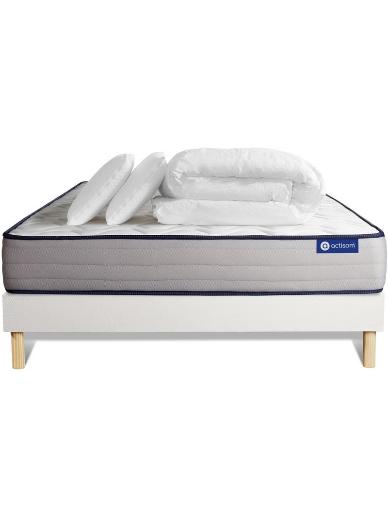 Pack Prêt à dormir avec Matelas Ressorts ensachés et mémoire de forme ACTISOM Blanc - Kiabi